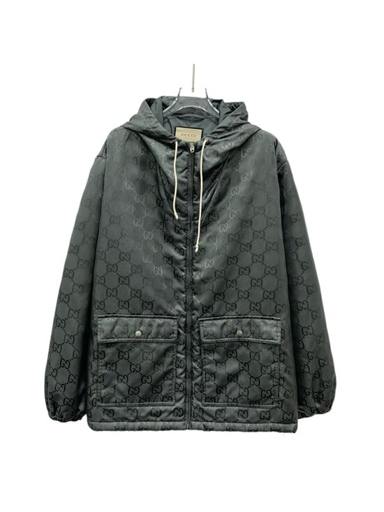 Gucci Other - Gucci Off The Grid Dark Grey All-Over Tonal Logo Hooded Drawstring Zip Jacket